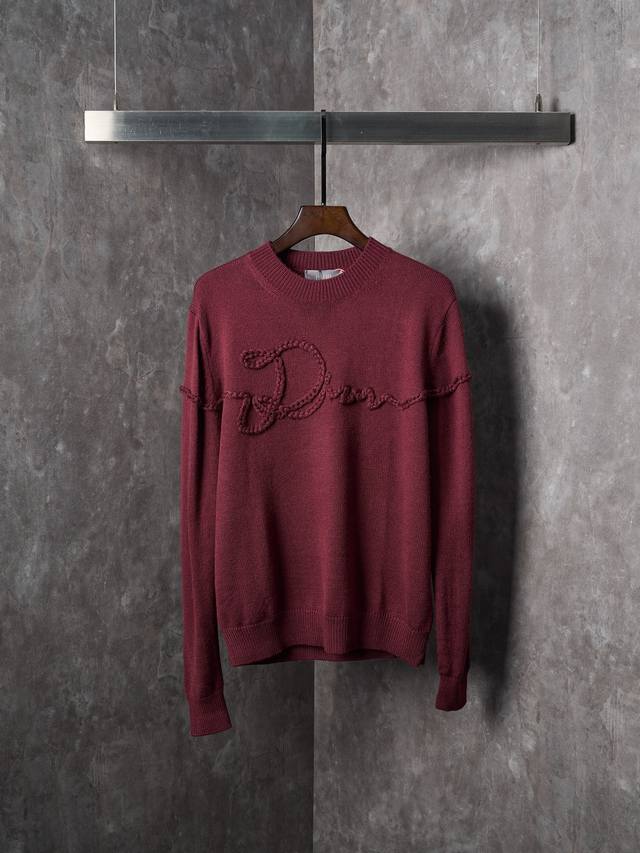 Real item hanging photo Dior Ribbon 3D rope knot letter knit sweater In stock SM