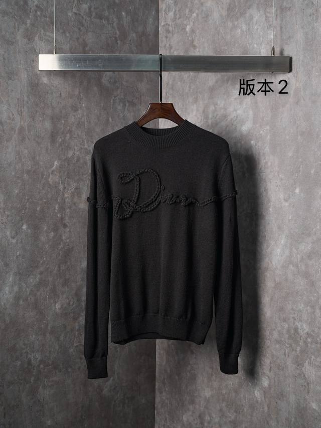 Real item hanging photo Dior Ribbon 3D rope knot letter knit sweater In stock SM