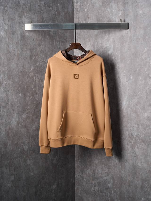 Actual product hanging photo Fendi Ff Embroidered Air Cotton Hooded Sweatshirt