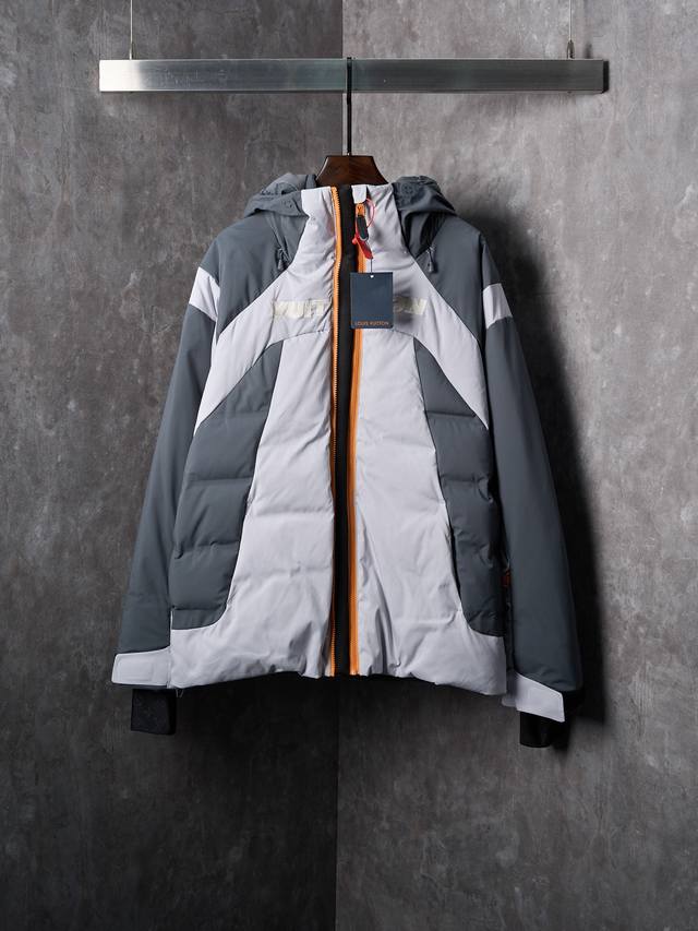 Real item hanging photo Lv Louis Vuitton 3D Quilted Floral Ski Hooded Down Jack