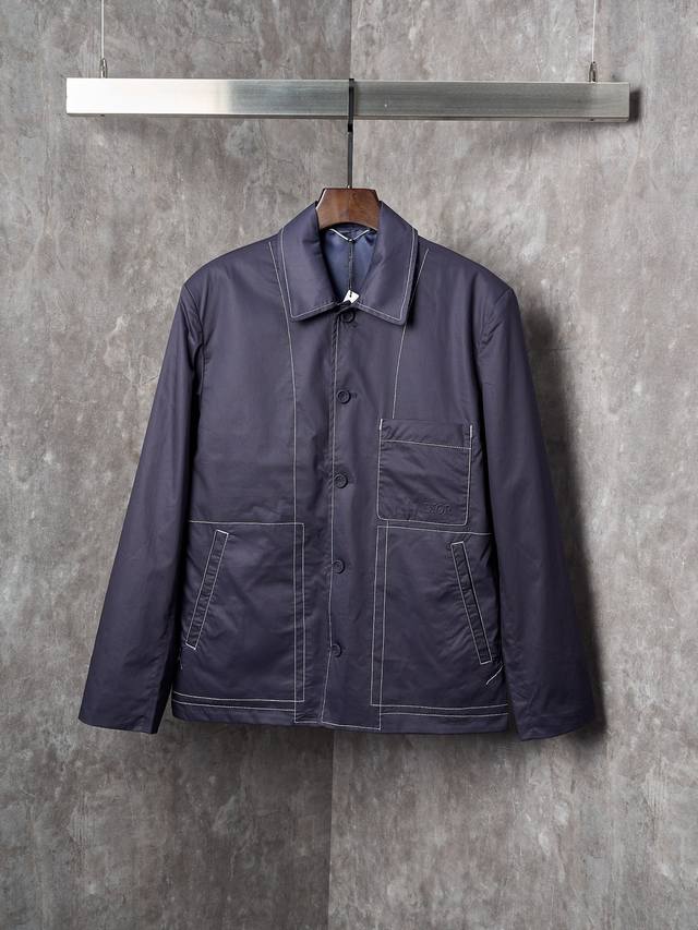 Real item hanging photo Dior navy blue pocket embossed work jacket In stock SML