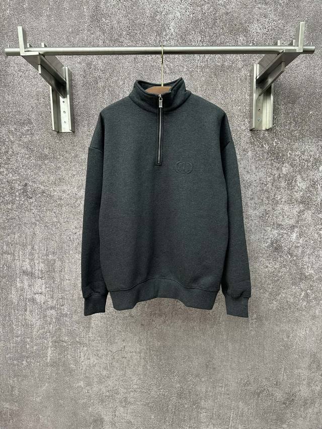 Dior 24Fw Logo Embroidered Half-Zip Stand Collar Sweatshirt ( ). Made in Italy,