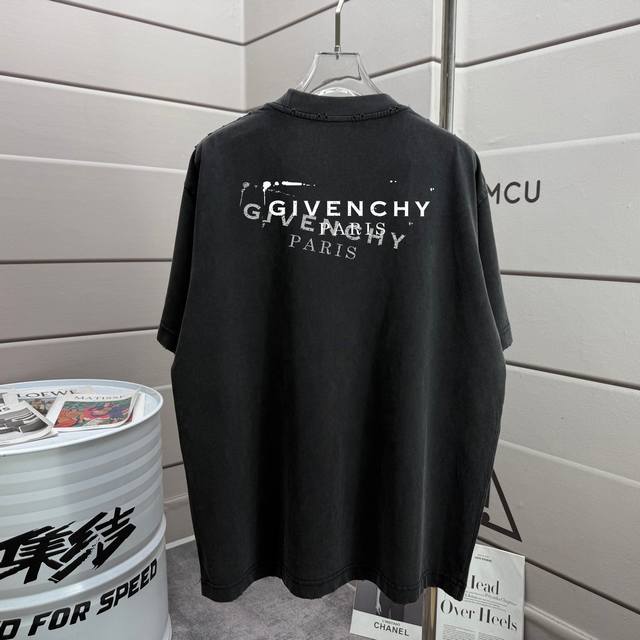 Gvc Givenchy* 2025 Autumn/Winter New Washed Distressed 320g Crew Neck Short Slee