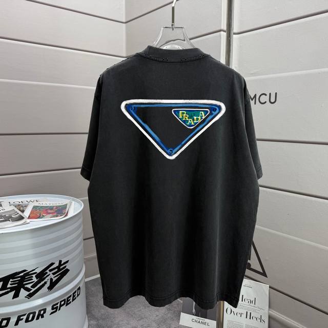 Pula*pad 2025 Autumn/Winter New Style Washed and Distressed 320g Crew Neck Short