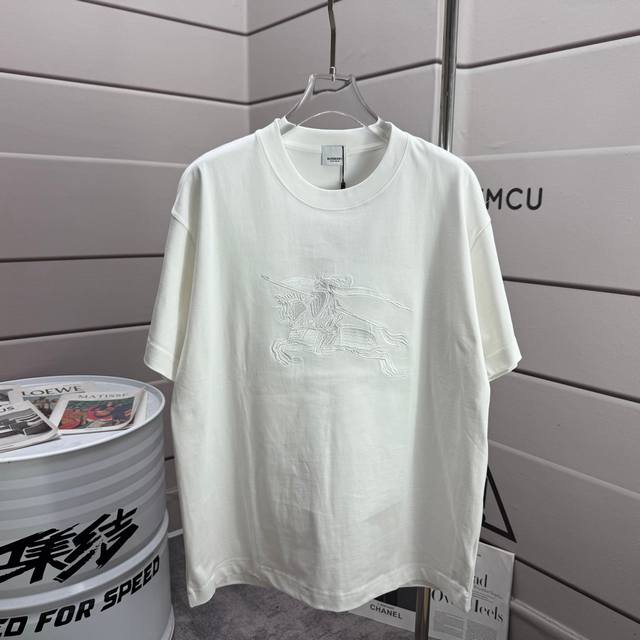 Burberry Autumn/Winter New Crew Neck Short Sleeve T-Shirt with Embroidered Horse