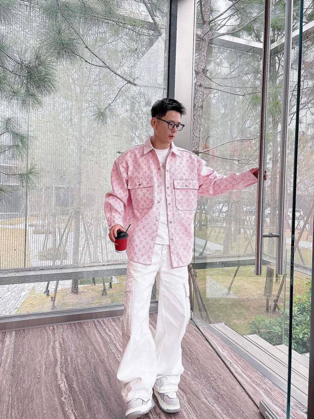 Lv New jacquard all-over logo letter print jacket. The entire garment is made of