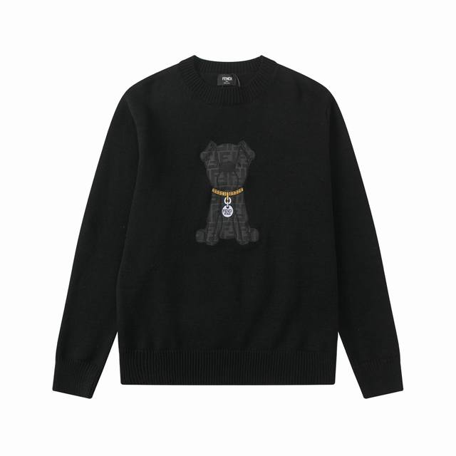 Fendi 25Fw New Puppy Applique Embroidered Logo Sweater. Made of a 50% wool, 40%
