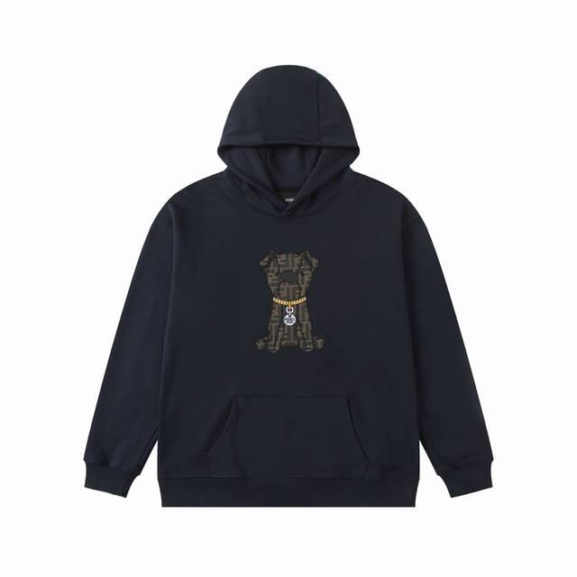 Fendi 25Fw New Puppy Applique Embroidered Hoodie. Made of 380g double-ply terry