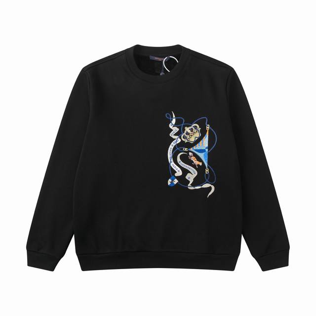 Lou 25Fw New Embroidered Rhinestone Sweatshirt. Made of combed cotton composite