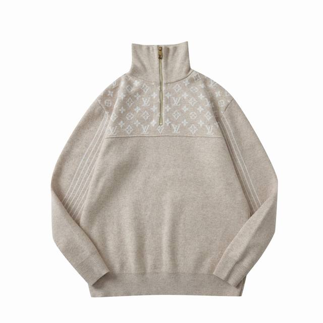 LV Louis Vuitton Fall/Winter Ski Collection Ribbed Sheep Wool Half-Zip Pullover