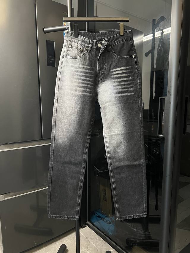 Next Day Mm6 Margiela 25Ss Vintage Washed Distressed Gradient Denim Jeans Black
