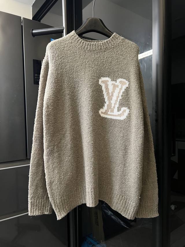 Next day Louis Vuitton 26Ss Jacquard Large Logo Crew Neck Sweater Khaki Size: SM