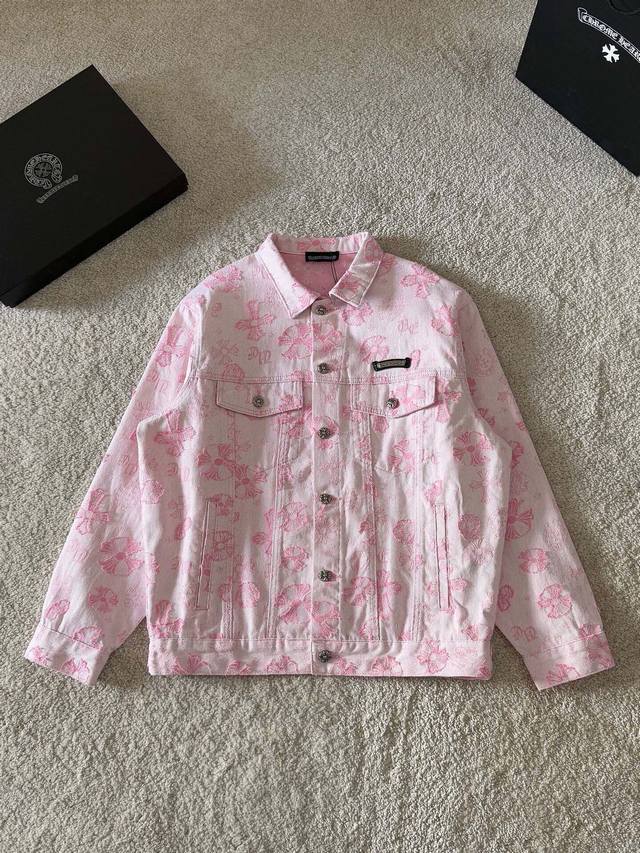 Chrome Hearts New Jacquard All-over 3D Applique Logo Jacket. The entire garment