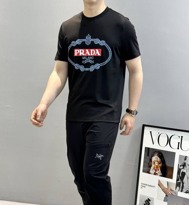 Prad 25S Spring/Summer Men's Crew Neck Short-Sleeve T-Shirt. Hot Selling Recomm