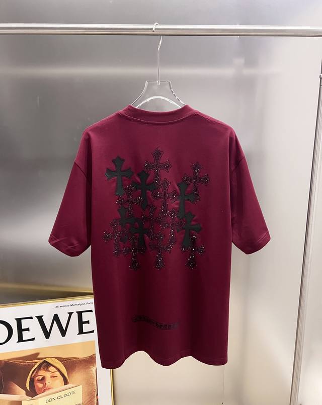 Ch Kro 2025 Autumn/Winter New Short-Sleeve T-Shirt with Cross Patchwork, Custom