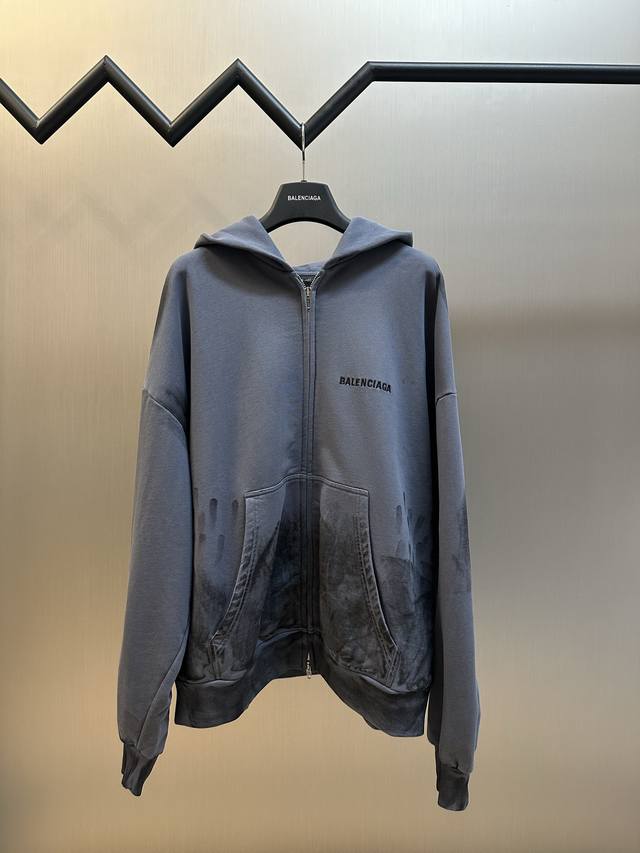 Balenciaga Letter Embroidery Hand-Painted Hooded Sweatshirt Made of 400g 100% c