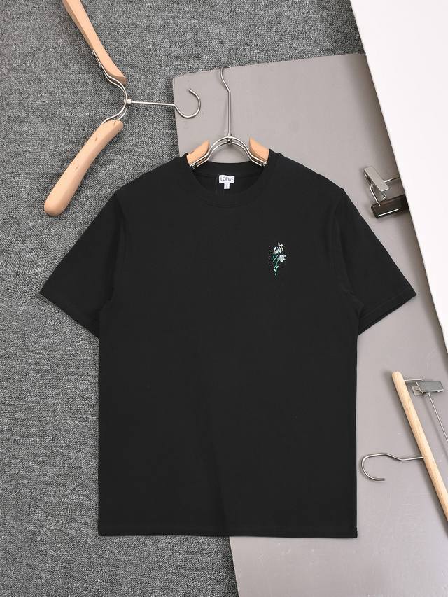 New Arrival 2026Ss Loewe Embroidered Crew Neck T-Shirt, custom-woven and dyed pu