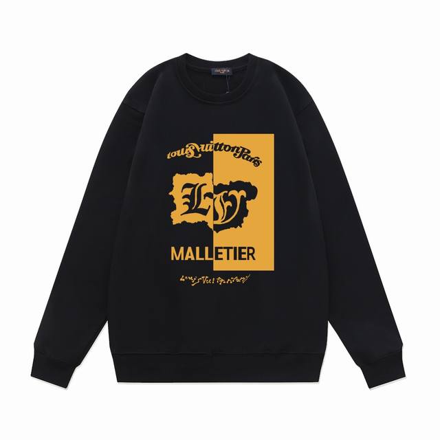Lv Fw25 Autumn/Winter Crew Neck Printed Sweatshirt Series -1V Malletier Logo Pat
