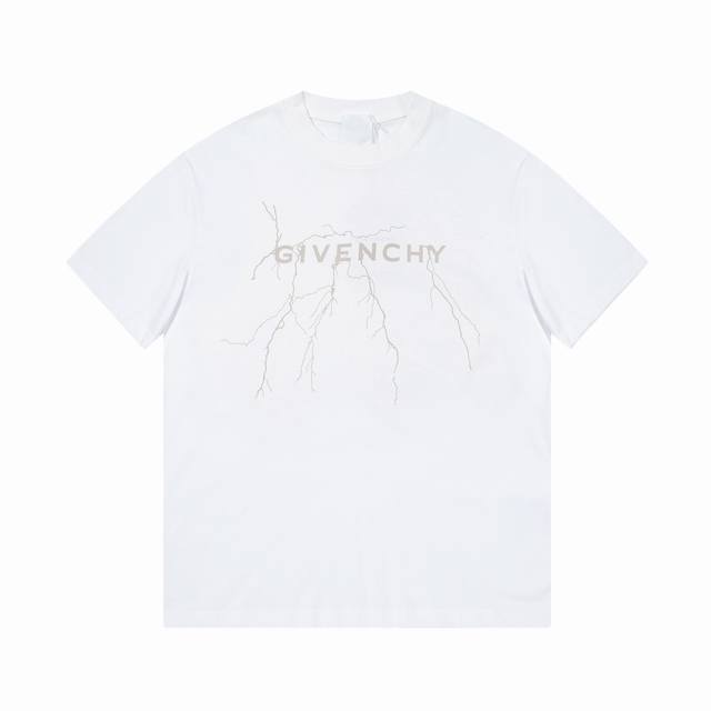 Givenchy#Reflective Lightning Print Short-Sleeve T-Shirt, official original, cus