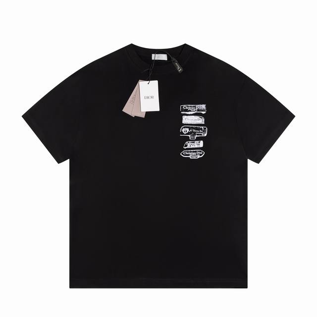 High Quality] Dior's new flocked specimen letter short-sleeved T-shirt is made o