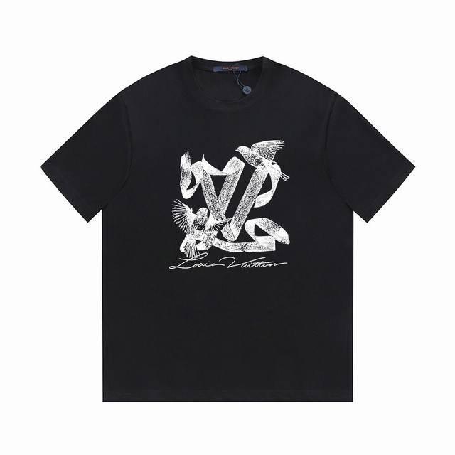 Lv Ss Spring/Summer Printed Short-Sleeve T-Shirt Series -1V Runway Birds Logo Cr