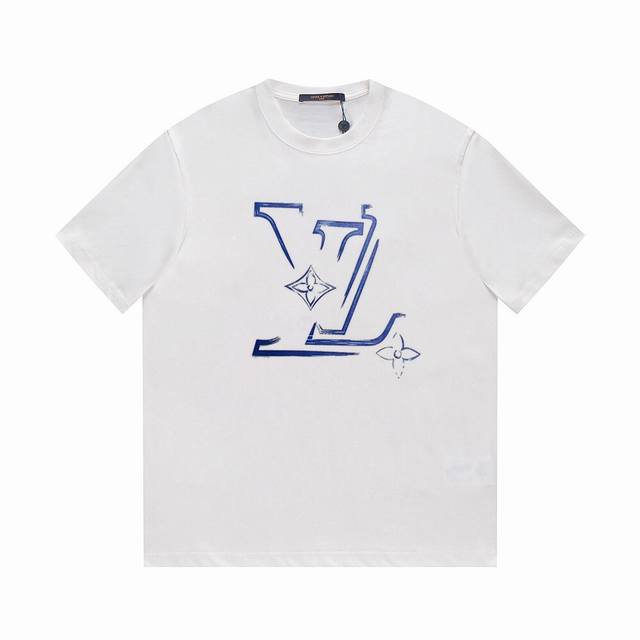 Lv Ss Spring/Summer Printed Short-Sleeve T-Shirt Series - Featuring a 1V Logo +