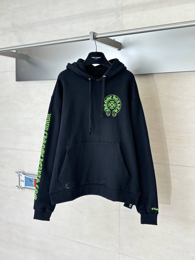 Chrome Herat* Ss26 Early Spring New Fluorescent Green Horseshoe Print Hooded Swe