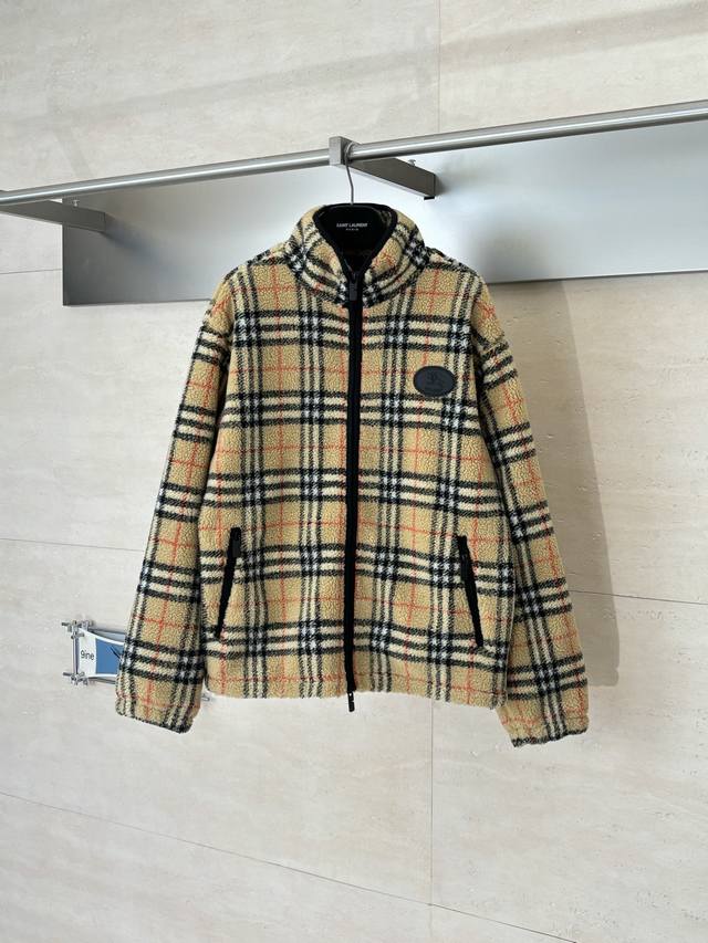Burerry* Burberry 26Ss Early Spring New Check Stand Collar Plush Long Sleeve Jac