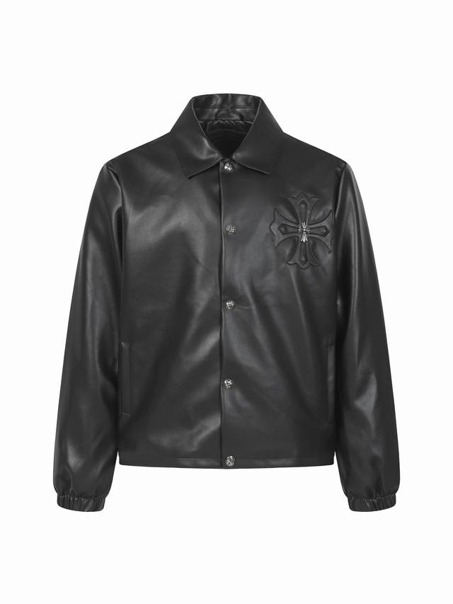 Chrome Hearts* Chrome Hearts Hardware Cross Leather Snap-Button Jacket Originall