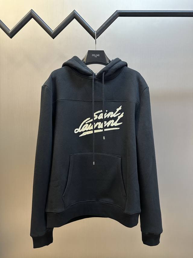 Saint Laurent Printed Hooded Sweatshirt Made of 350g combed cotton pearl fleece