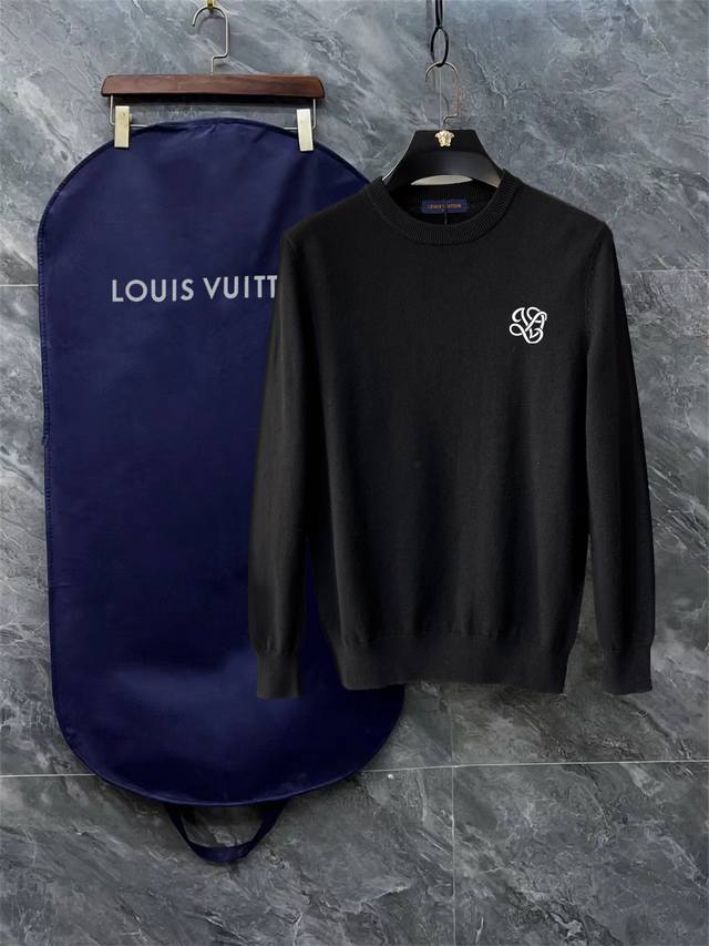 Lv Louis Vuitton Crew Neck Sweater with Complete Logos Premium Wool Blend Sweate