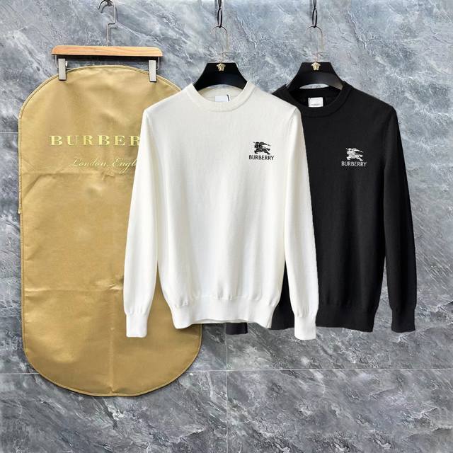 Bbr Burberry 3-Label Complete Exquisite Logo Crew Neck Sweater Premium Wool Blen