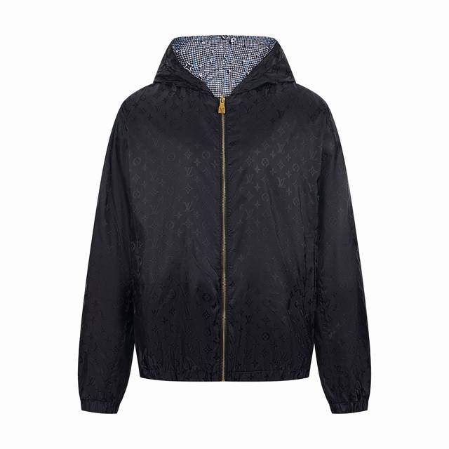 LV Louis Ss26 Early Spring New Water Drop Print Hooded Reversible Nylon Trench C