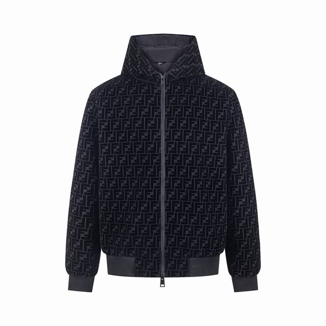 Fend* Fendi monogram flocked all-over print hooded jacket Size: SML XL