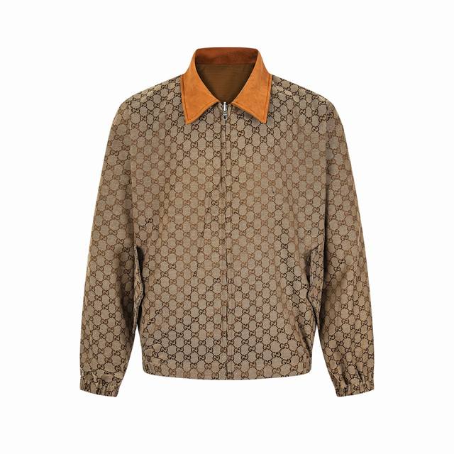 Gucci Autumn/Winter New Solid Color Monogram Double-Sided GG Collar Jacket - Per