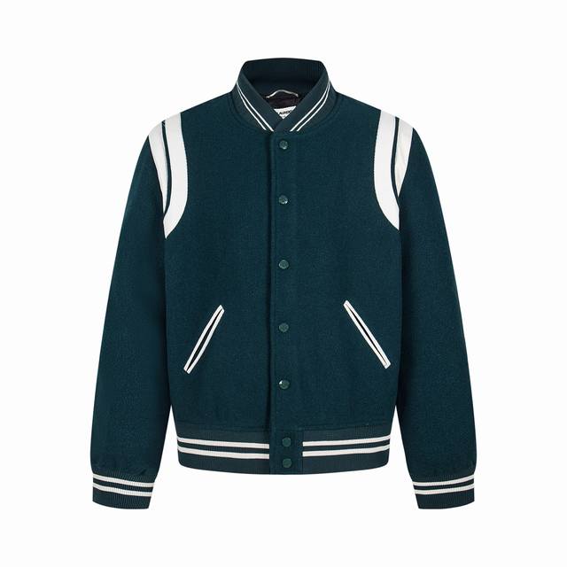 Slp Classic Baseball Jacket, custom-woven and dyed high-weight compressed wool f