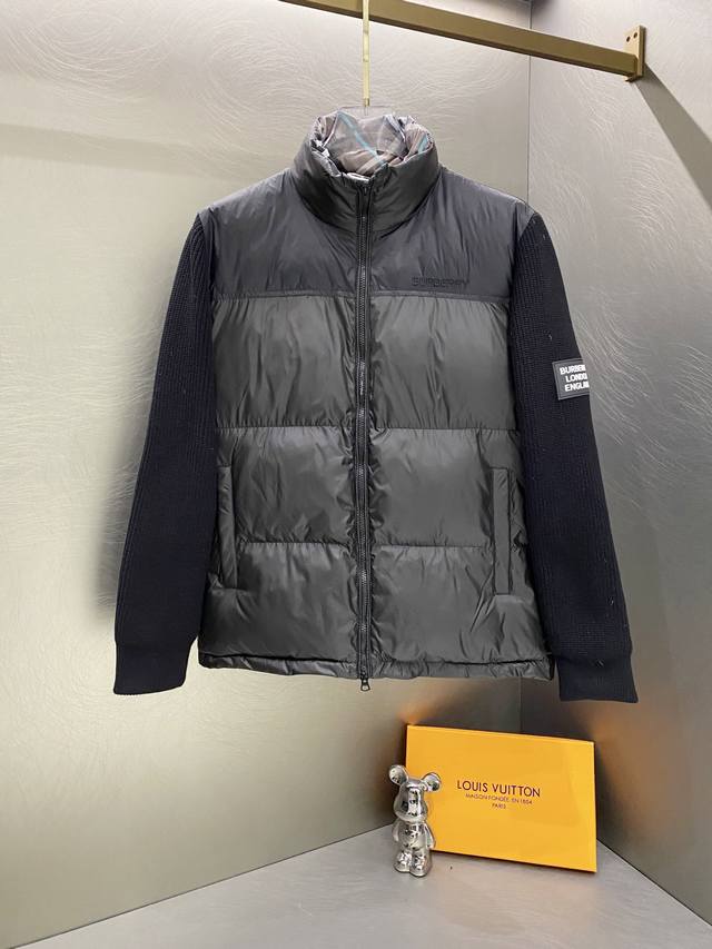 Burberry Winter New Arrival Super Hot Knitted Patchwork Down Jacket 80% Grey Go