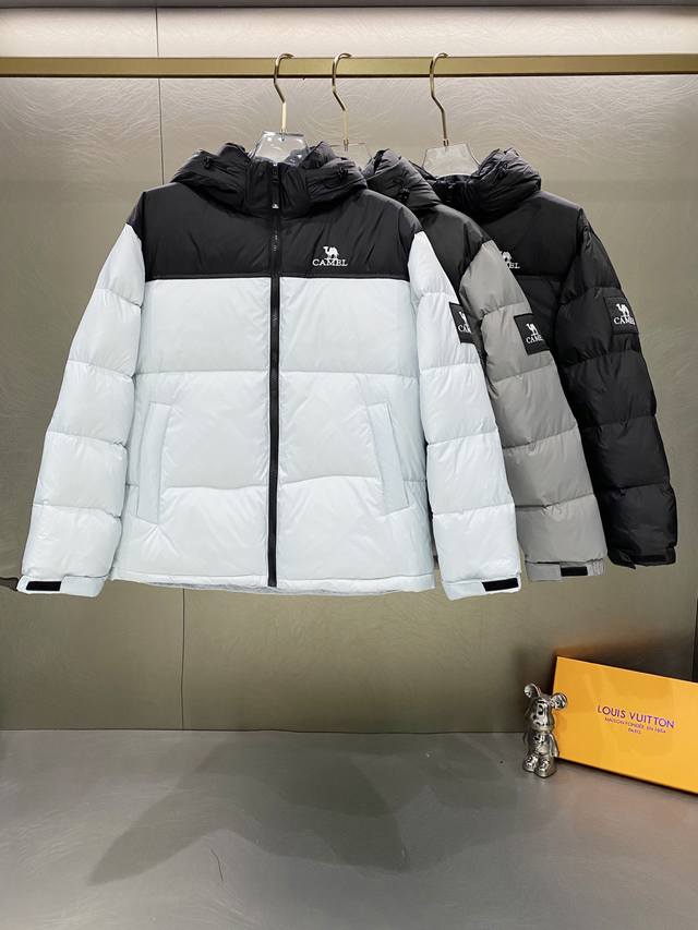Camel 2025 New Embroidered Logo Sleeve Badge Couple Style White Duck Down Jacket