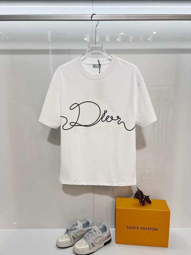 Dior 2026 New Imported Machine-Embroidered Logo Short-Sleeve T-Shirt for Men and