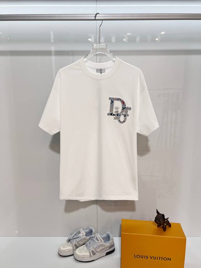 Dior 2026 New Color Block Embroidered Bee and Logo Short-Sleeve T-Shirt (Unisex)