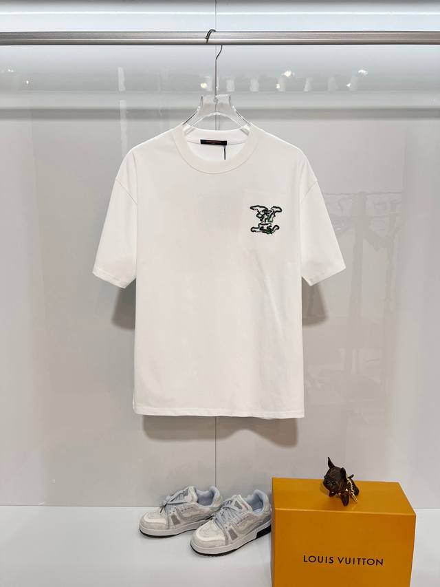 Louis Vuitton LV 2026 New Style Color Block Embroidered Logo, Unisex Short-Sleev