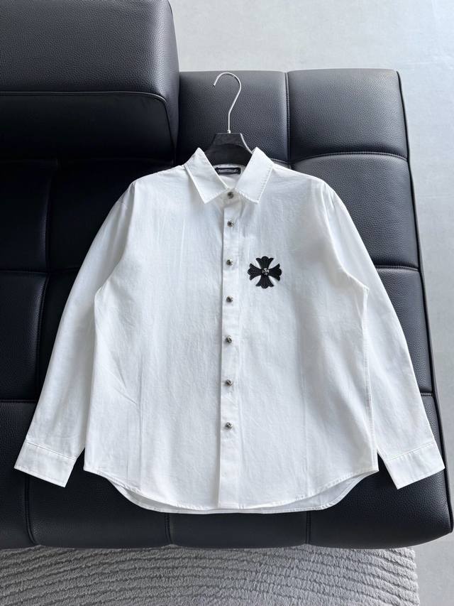 Chrome Hearts Leather Cross-Panel Embroidered Shirt Jacket, Os Style, unisex! M