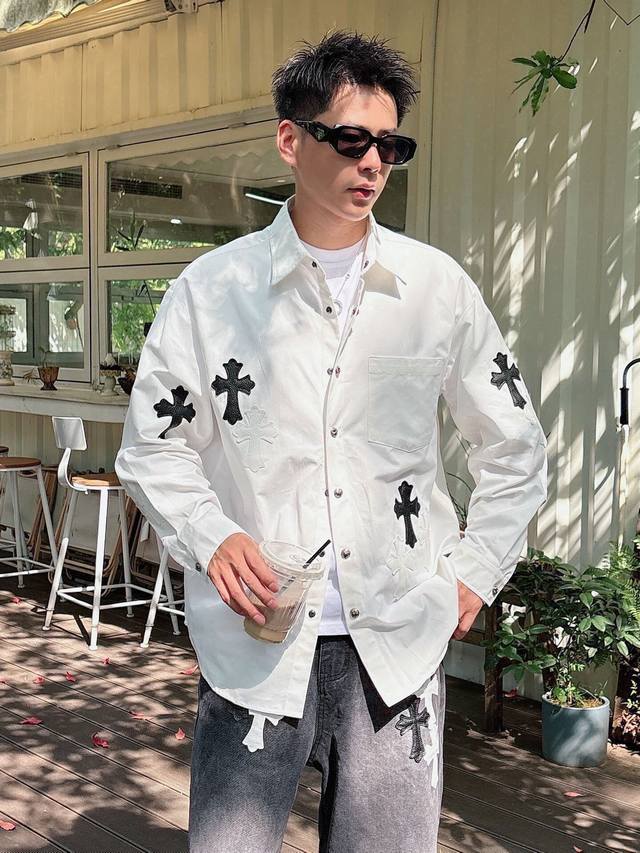 Clothes p Pants p300 Chrome Hearts Cross-Panel Embroidered Shirt Jacket Os Style