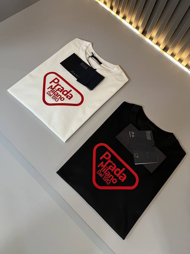 Prada 2025 Spring/Summer New Unisex Short-Sleeve T-Shirt, Latest Exclusive Onli