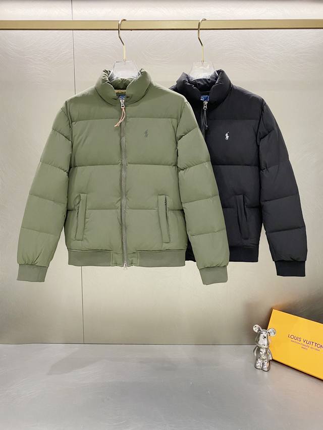 Ralph Lauren Unisex Embroidered Pony Down Jacket, Couple Style, Zippered, Long-S