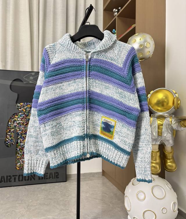 Style No.: D*271# Chanel 25Ss Retro Youthful Striped Color-Blocked Knit Cardiga