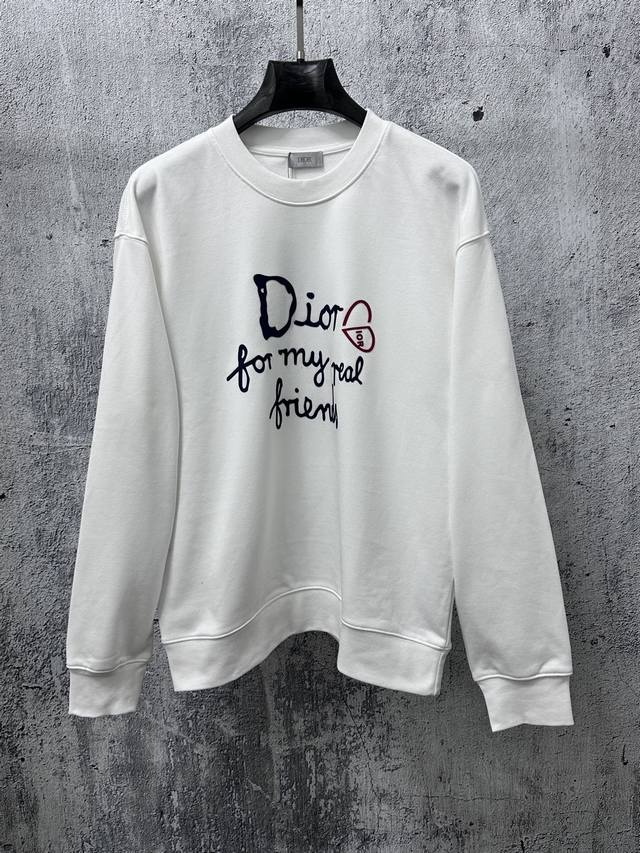 Dior 2025 Fall/Winter New Crew Neck Sweatshirt with Logo (Custom Fabric 400G) Un