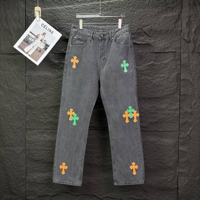 Chrome Hearts 2026 New Orange and Green Sanskrit Cross Patchwork Couple Style W