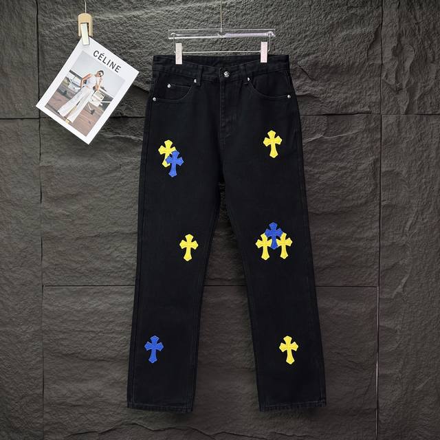 Chrome Hearts 2025 New Blue and Yellow Sanskrit Cross Patchwork Couple Style Wa