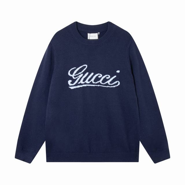 Gucci jacquard crew neck sweater with white logo on the chest ( ) Colors: Green,